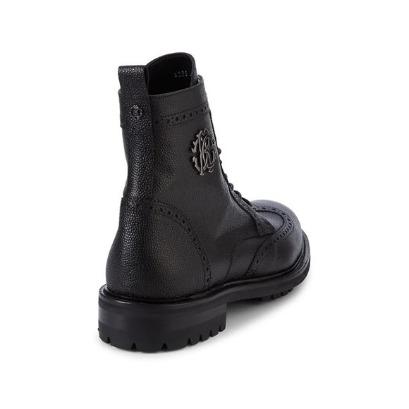 ROBERTO CAVALLI  💥 Wingtip Pebbled - Genuine Leather Combat Boots J1810/… - Picture 5 of 6
